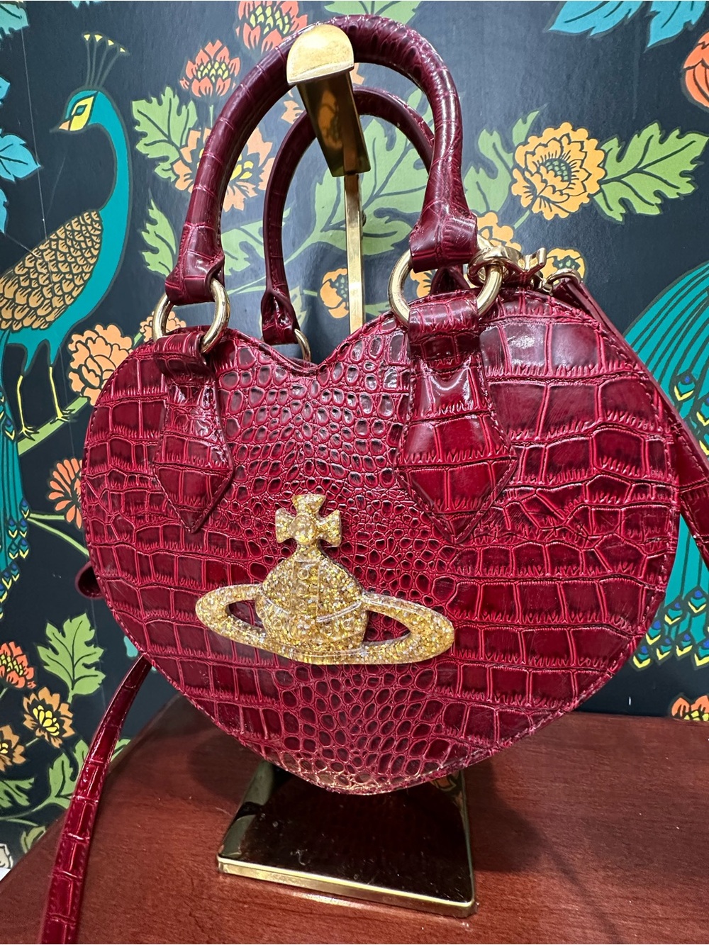 Vivienne Westwood Vintage Chancery Orb Heart Bag Red Croc Embossed Crossbody - Picture 5 of 15